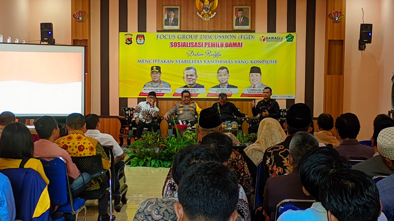 Hadir  FGD yang diadakan Kapolda NTB, Itratip : Kunci Terpenting Dalam Kesuksesan Pemilu Adalah Komunikasi Yang Baik di Semua Pihak Penyelenggara