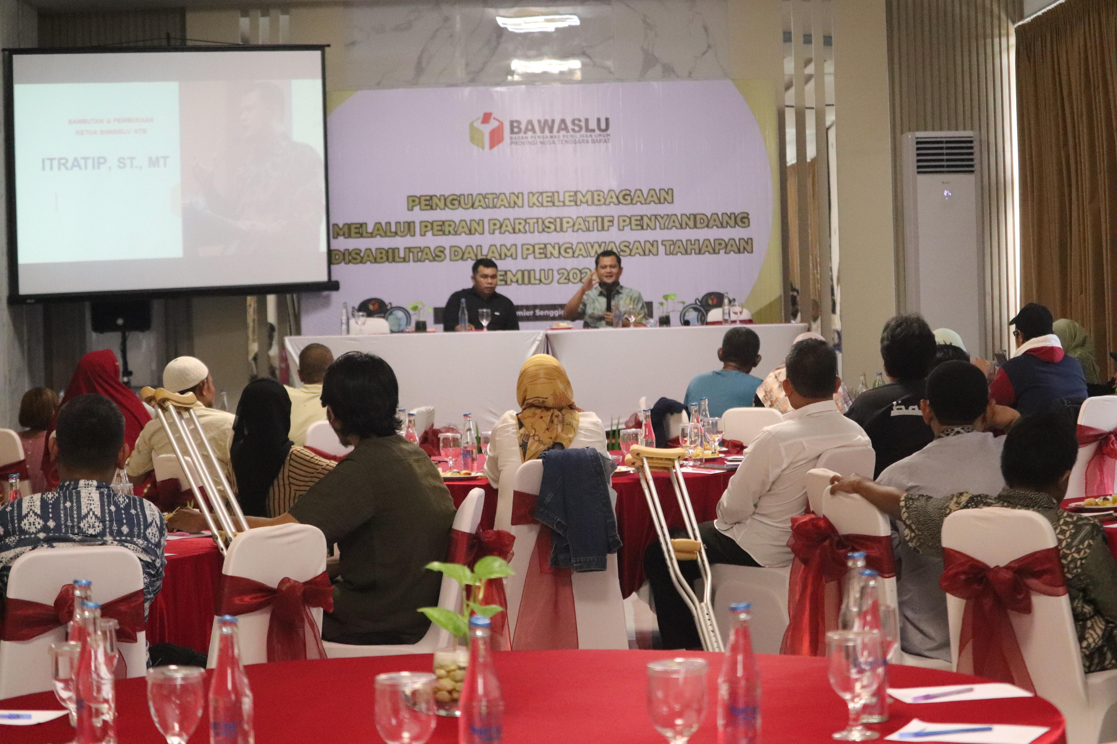 Wujudkan Pemilu Inklusif, Bawaslu NTB Kolaborasi dengan Kelompok Penyandang Disabilitas Awasi Pemilu