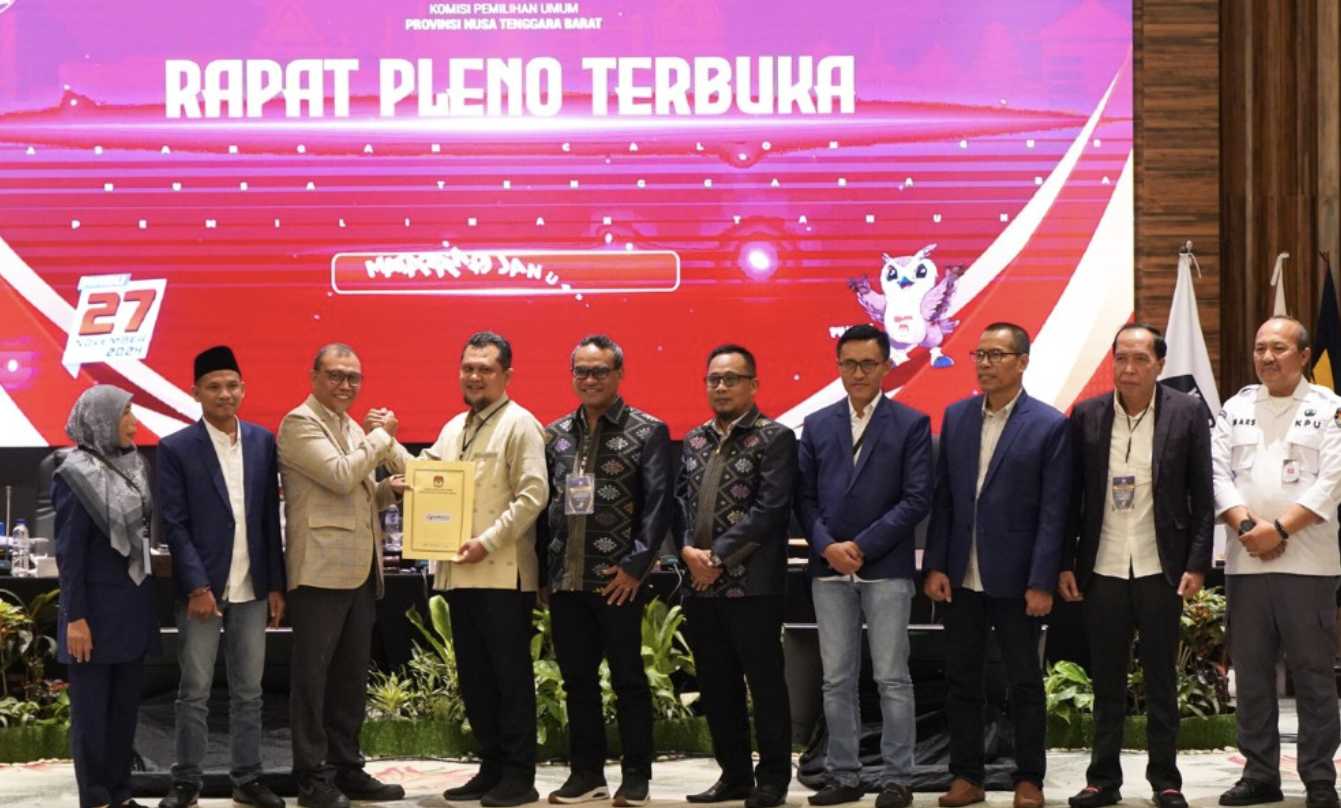Bawaslu NTB Hadir Rapat Pleno Terbuka Penetapan Pasangan Calon Gubernur dan Wakil Gubernur Terpilih