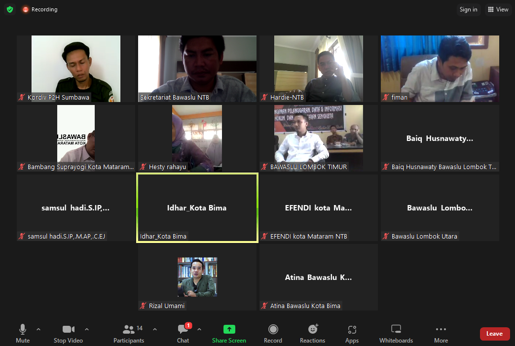 Fokus Awasi Daftar Calon Sementara, Bawaslu NTB Gelar Rapat Koordinasi via Daring