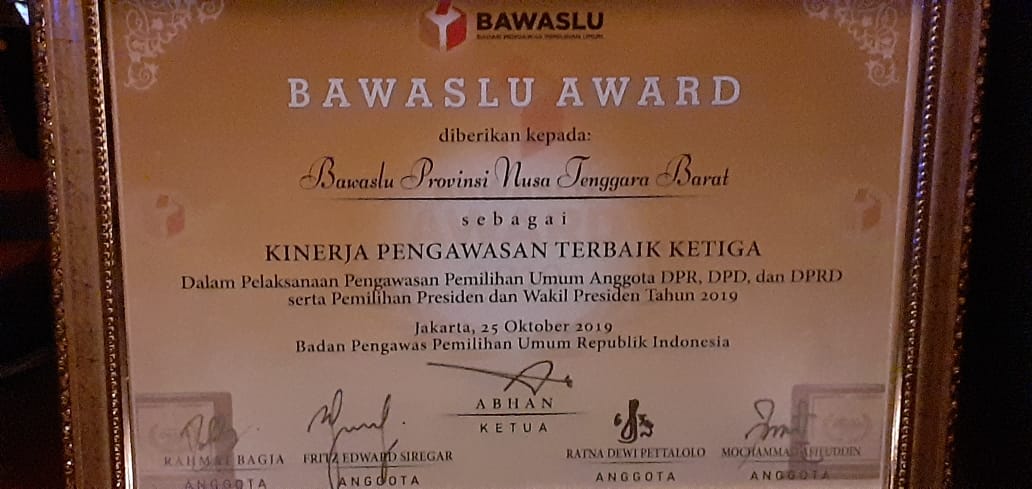 Bawaslu Award Bentuk Apresiasi Pengawas Pemilu