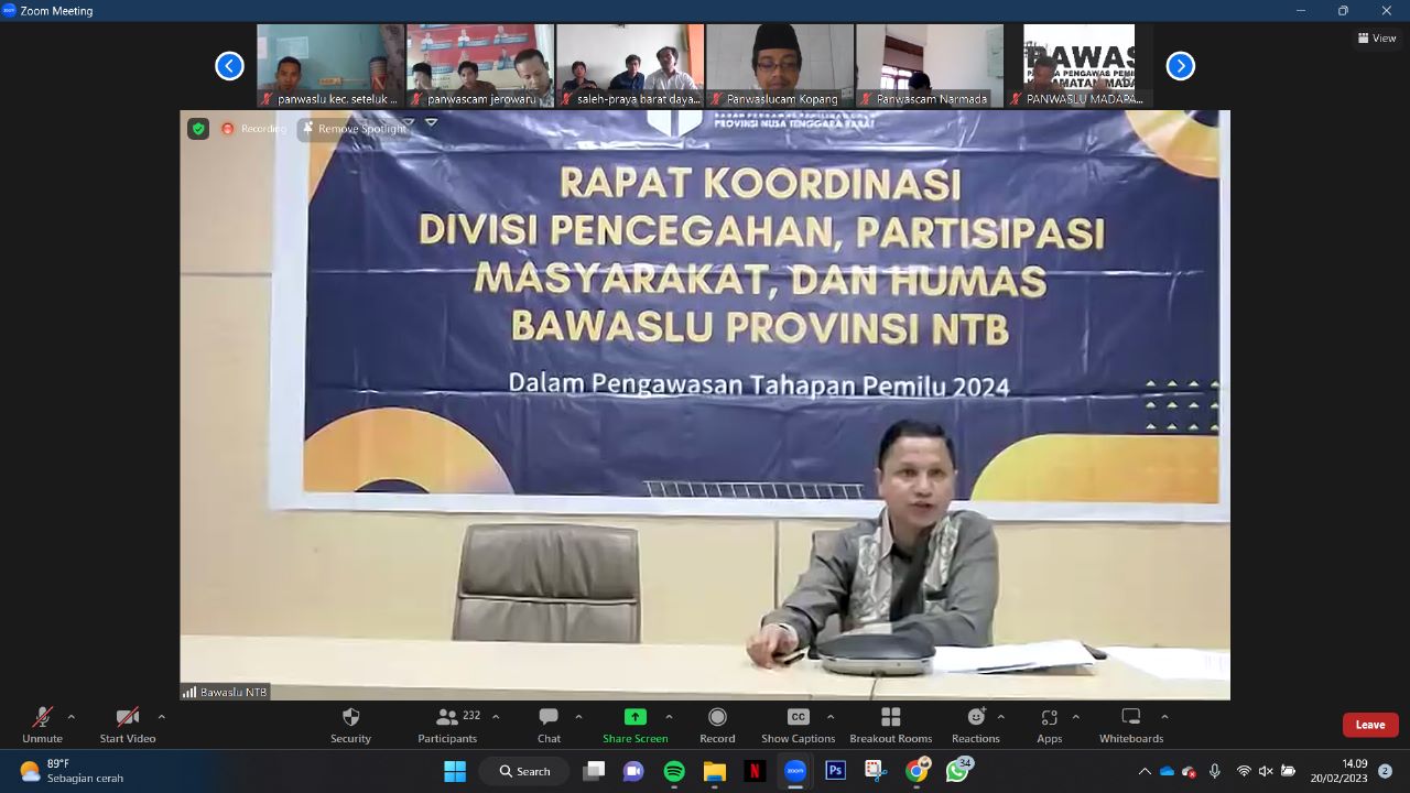 Bawaslu NTB Samakan Persepsi Pengisian Form-A dan Alat Kerja Pengawasan (AKP)